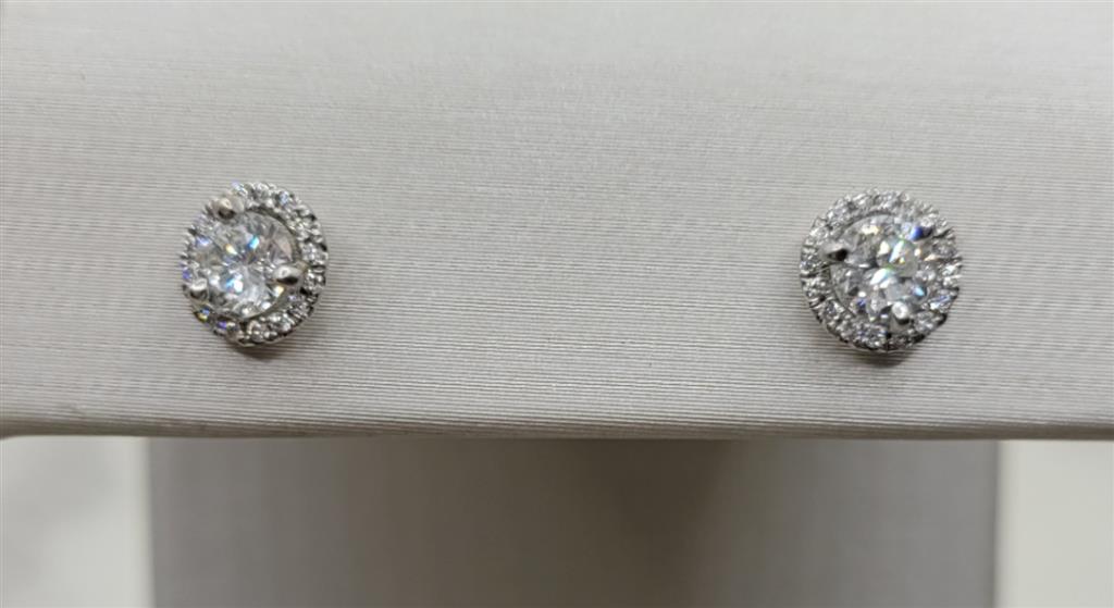 14K White Gold .14 ctw Round cut Diamond Fashion Earrings