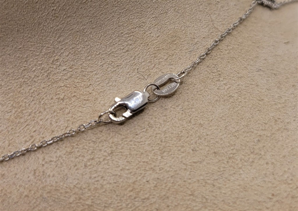 14K White Gold Emerald Gemstone and Diamond Bar Necklace