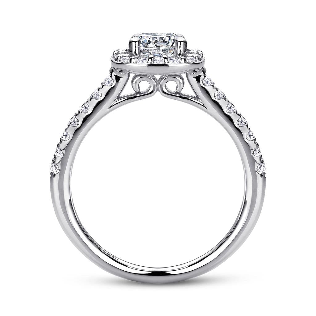 14K White Gold Halo Gabriel & Co Diamond Mounting Ring