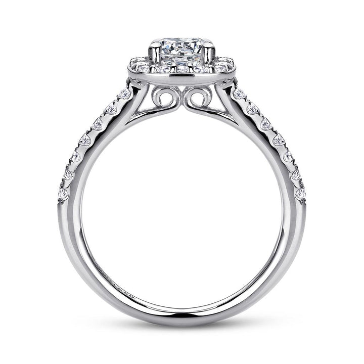 14K White Gold Halo Gabriel & Co Diamond Mounting Ring