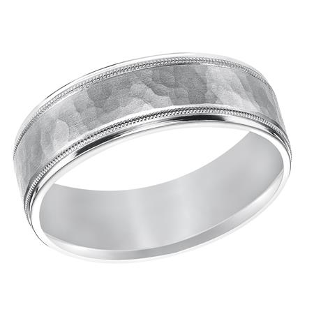 14K White Gold Mens Artcarved Wedding Band