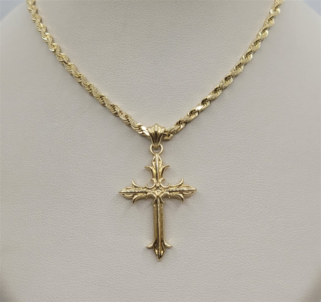 14k Yellow Gold Designer Created Cross Necklace