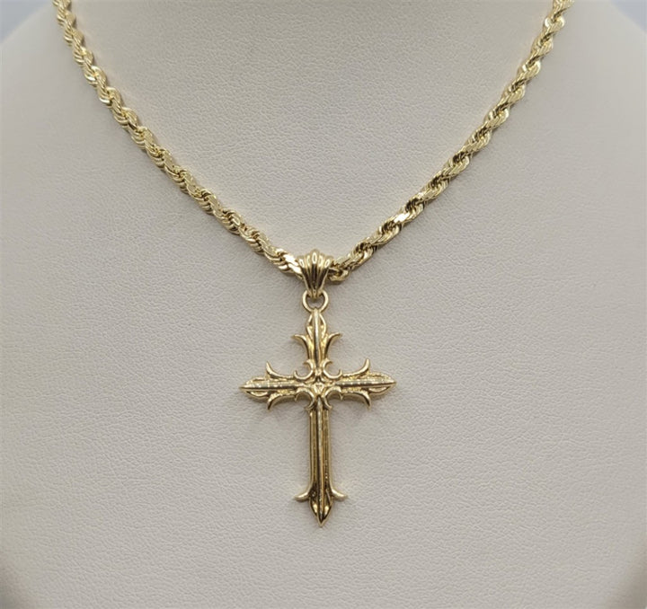 14k Yellow Gold Designer Created Cross Necklace