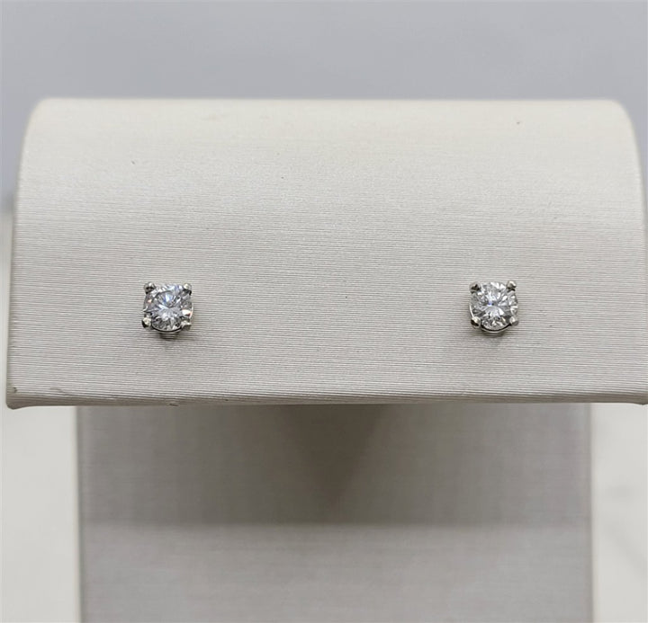 14K White Gold 0.42 Twt Round Diamond Stud Earrings