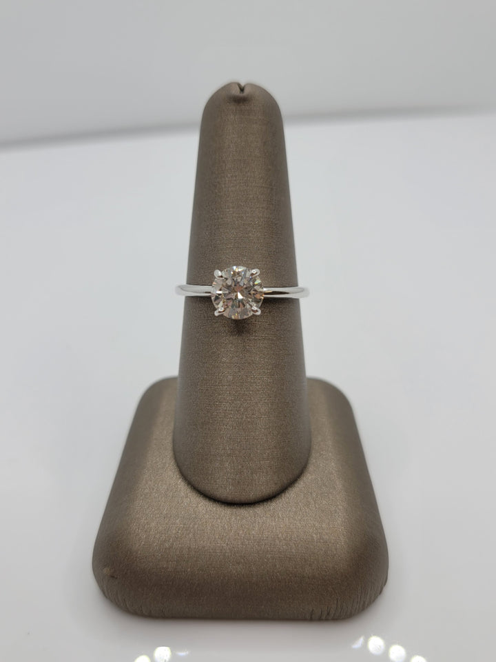 14K White Gold Solitaire 1.28 Ct Round Diamond Engagement Ring