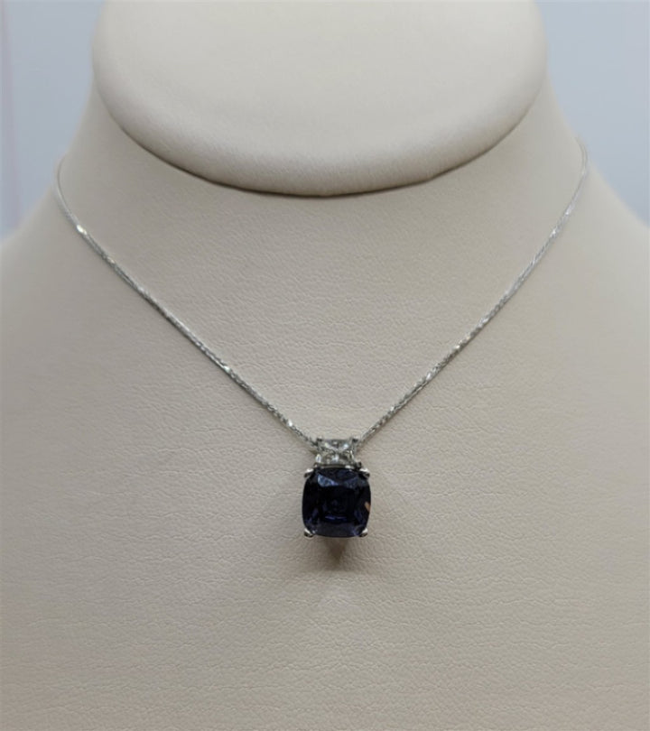 14K White Gold Tanzanite & Diamond Fashion Necklace
