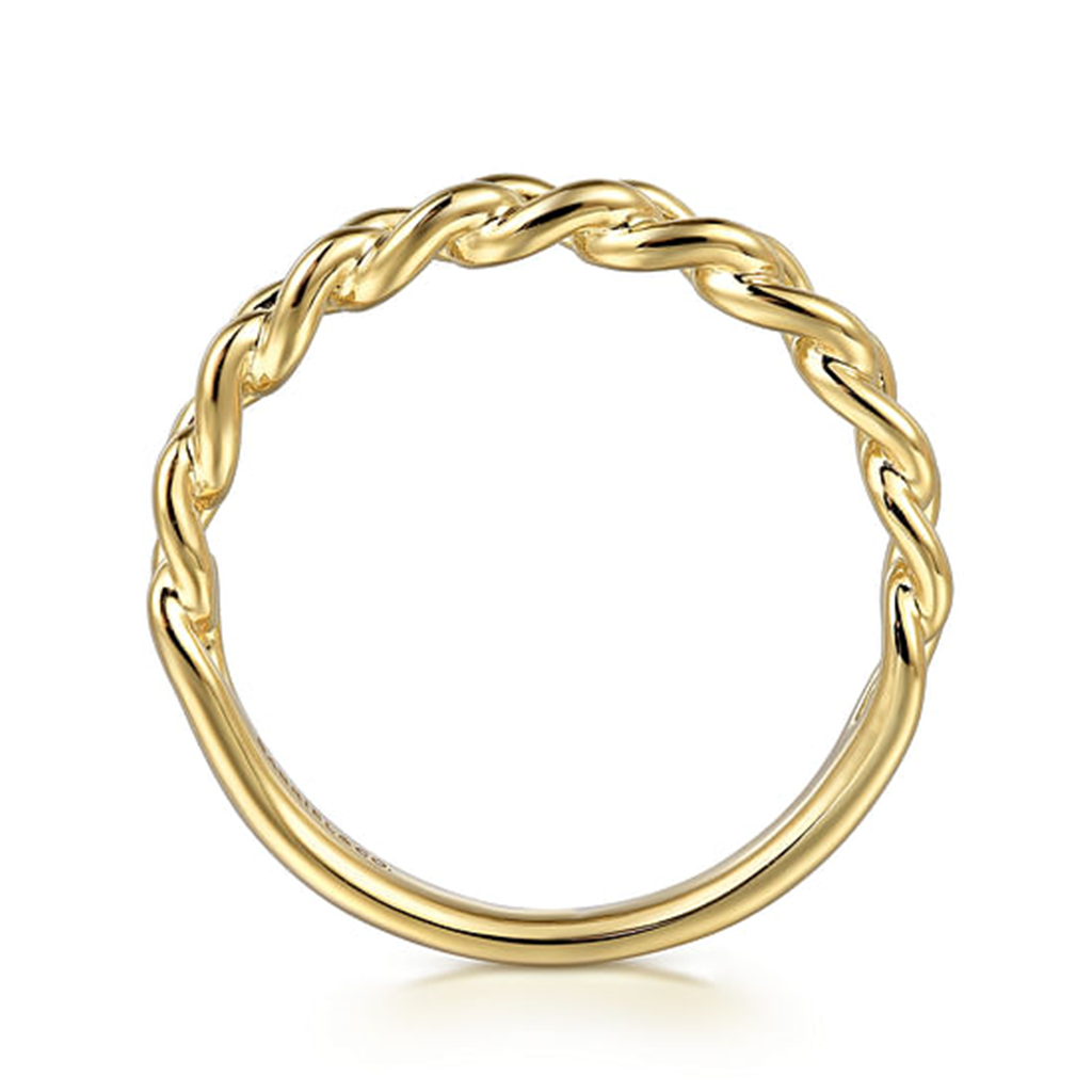 14K Yellow Gold Cuban Link Stackable Fashion Ring