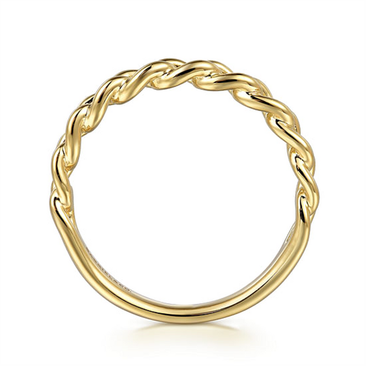 14K Yellow Gold Cuban Link Stackable Fashion Ring