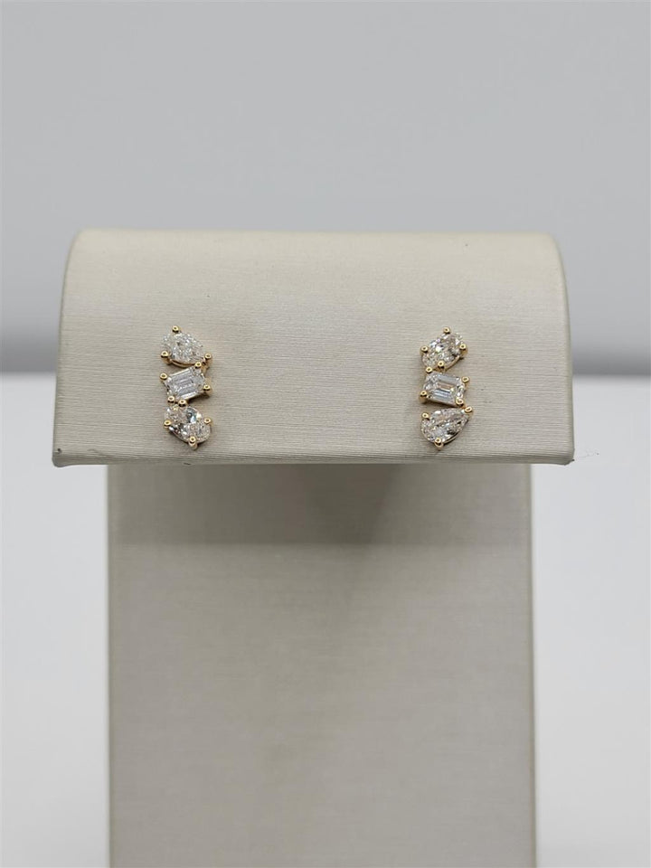 14K Yellow Gold Multi-Shape Diamond Ear-Climber Fashion Earrings