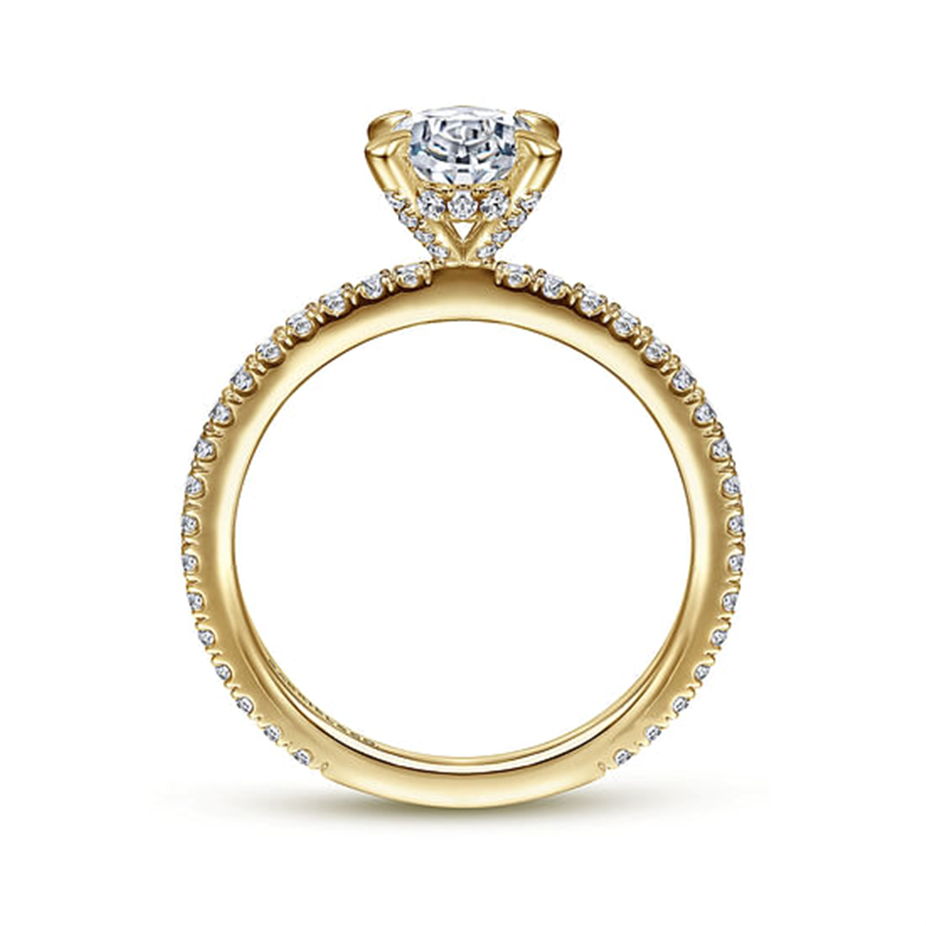 14K Yellow Gold Hidden Halo Diamond Engagement Ring Mounting