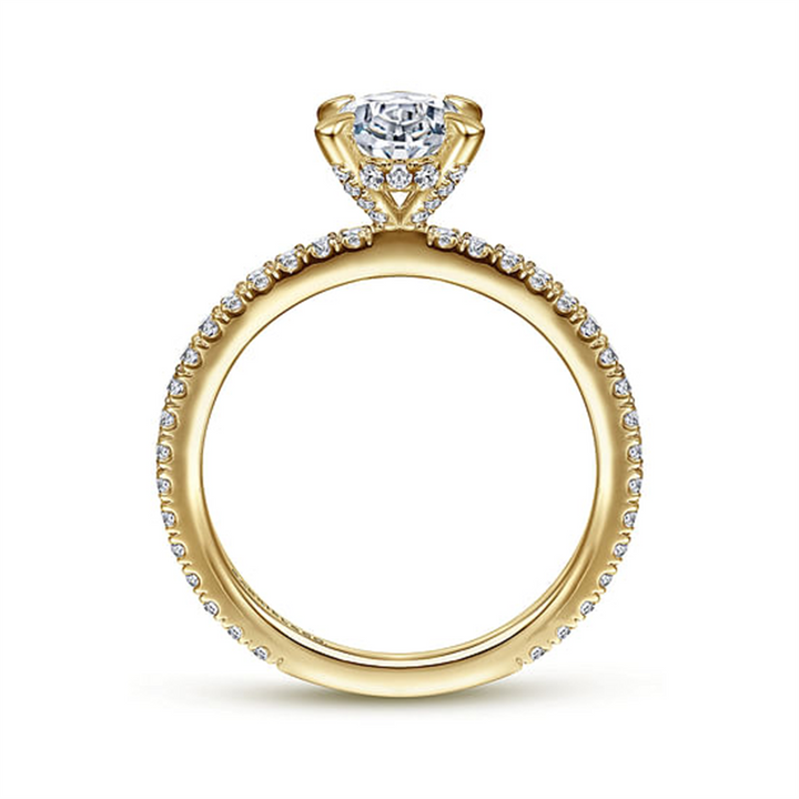 14K Yellow Gold Hidden Halo Diamond Engagement Ring Mounting