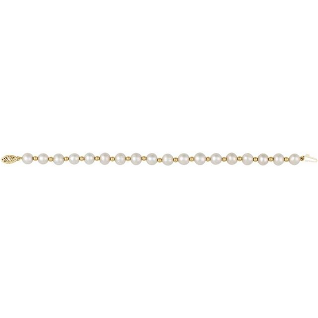 14K Yellow Gold Beaded Pearl Bracelet