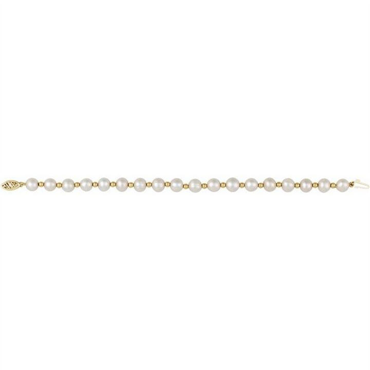 14K Yellow Gold Beaded Pearl Bracelet