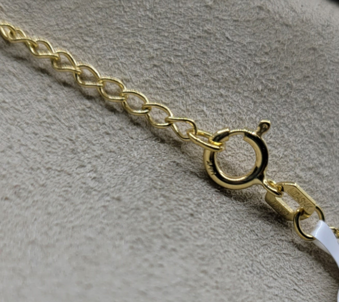 14K Yellow Gold 18" Lined Butterfly Adjustable Necklace