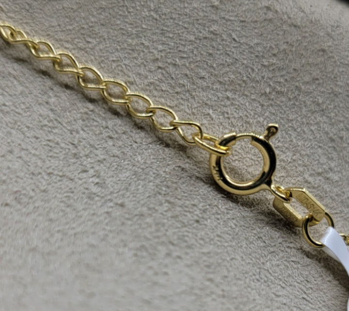 14K Yellow Gold 18" Lined Butterfly Adjustable Necklace