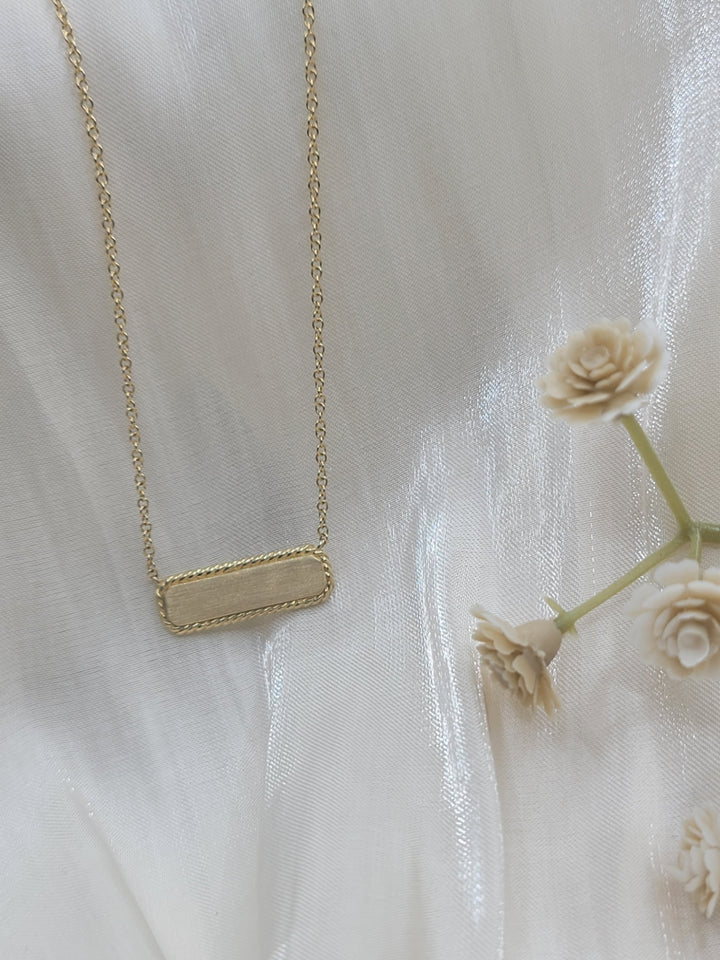 14K Yellow Gold Engravable Bar Necklace