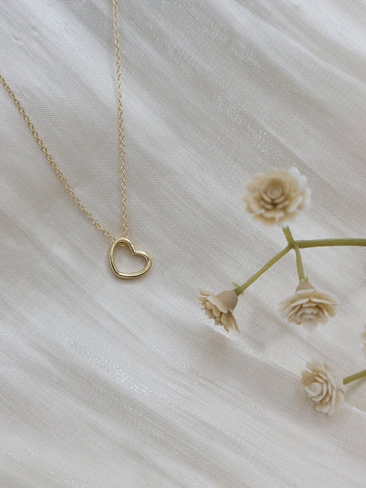 16" 14K Yellow Gold Heart Necklace