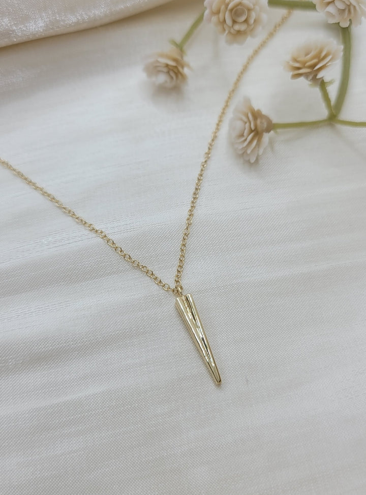 17.5" 14K Yellow Gold Spike Pendant Necklace