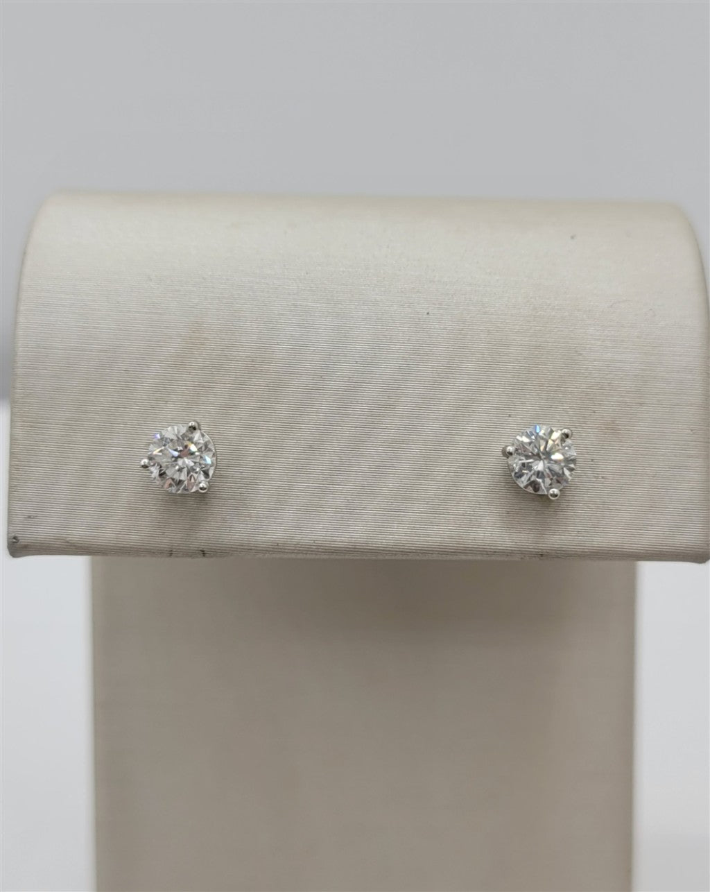 14K White Gold 3-Prong Martini Stud .88 Twt Diamond Stud Earrings