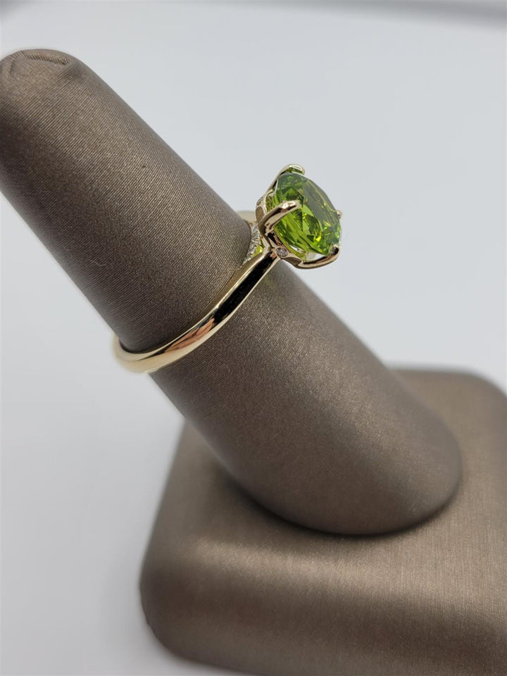 14K Yellow Gold Peridot & Diamond Fashion Ring