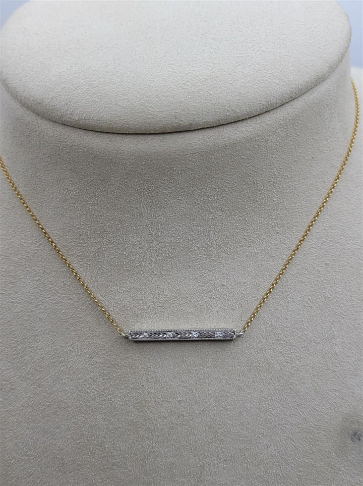 14K Two-Tone Gold Diamond Bar Necklace