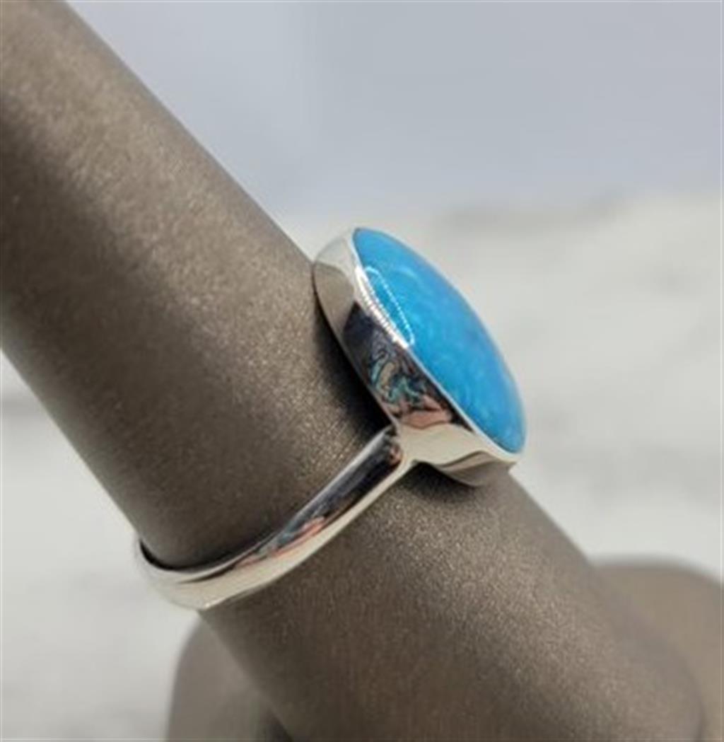 Sterling Silver Turquoise Solitaire  Ring