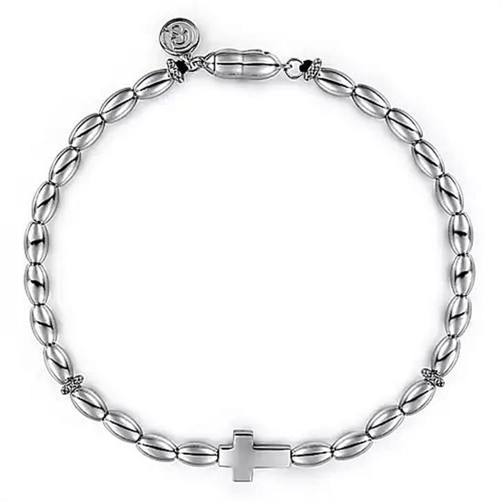 Men's Sterling Silver" Gabriel & Co" Cross Bead Bracelet