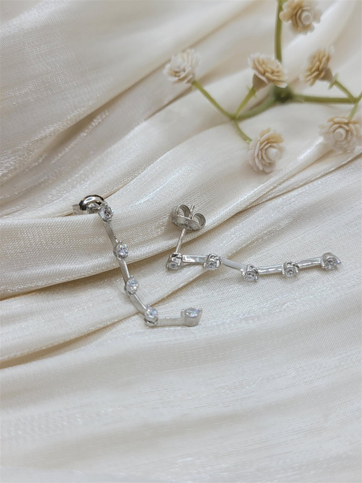 Sterling Silver Swarovski Crystal Station Dangle Earrings