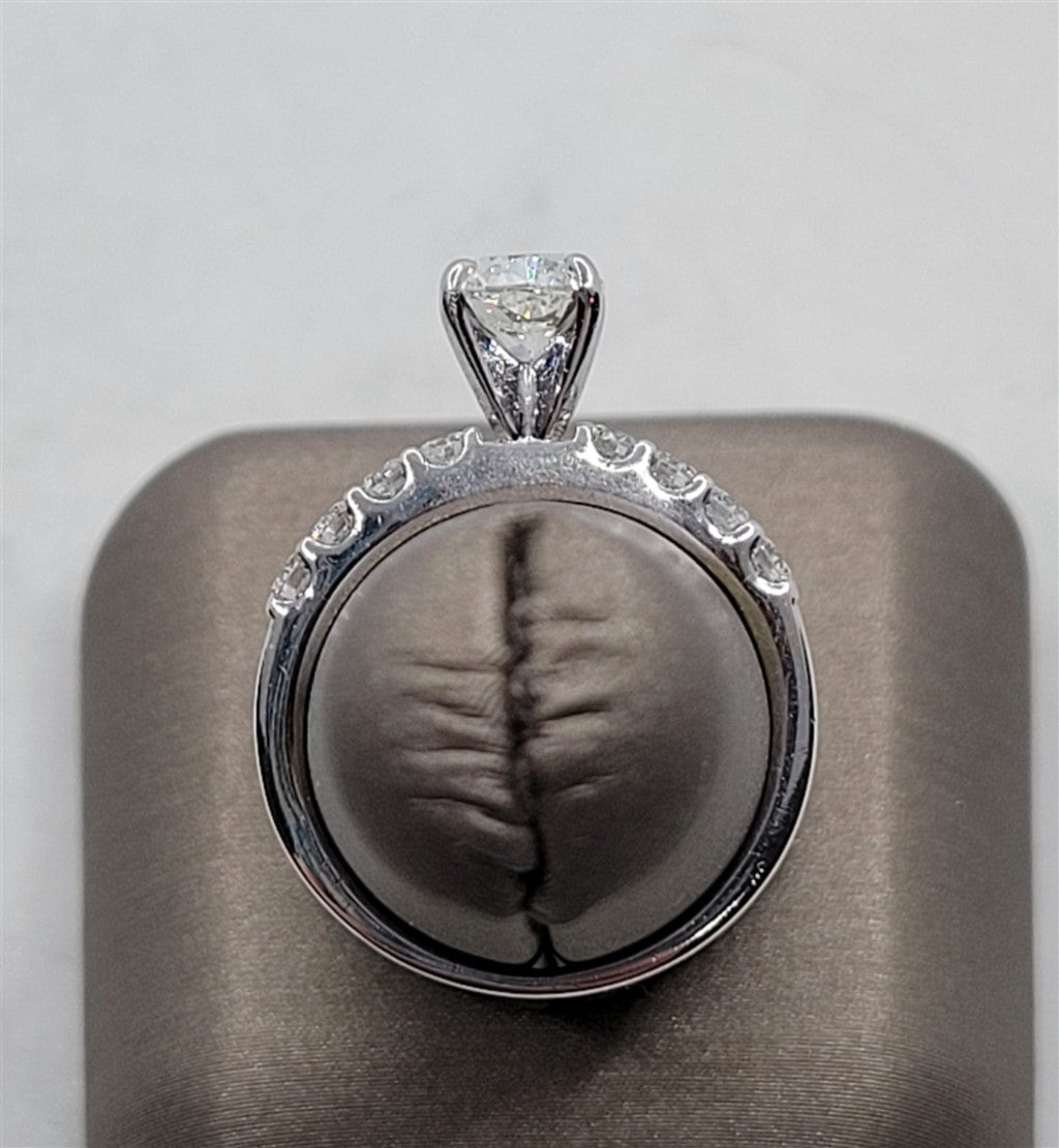 14K White Gold Classic Cushion Cut Diamond Engagement Ring