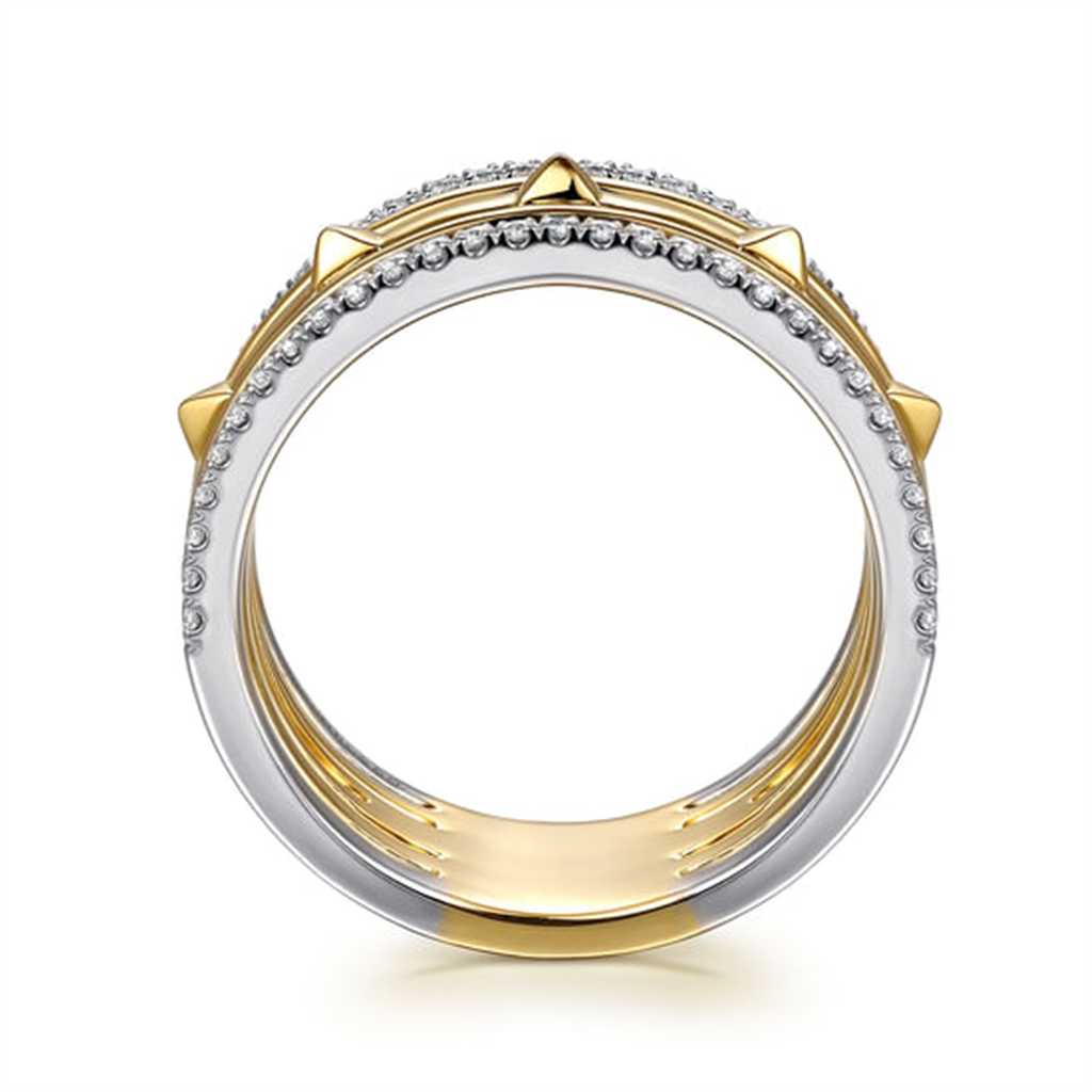 14K White & Yellow Gold Diamond Easy Stackable Ring