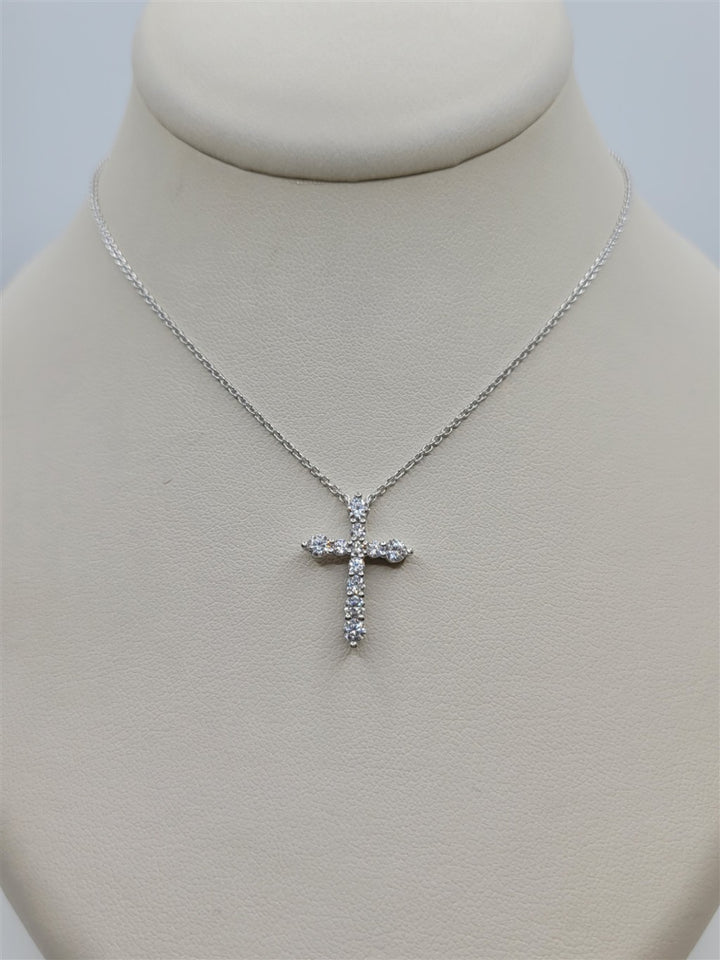 Sterling Silver Swarovski Crystal Graduating Cross Necklace