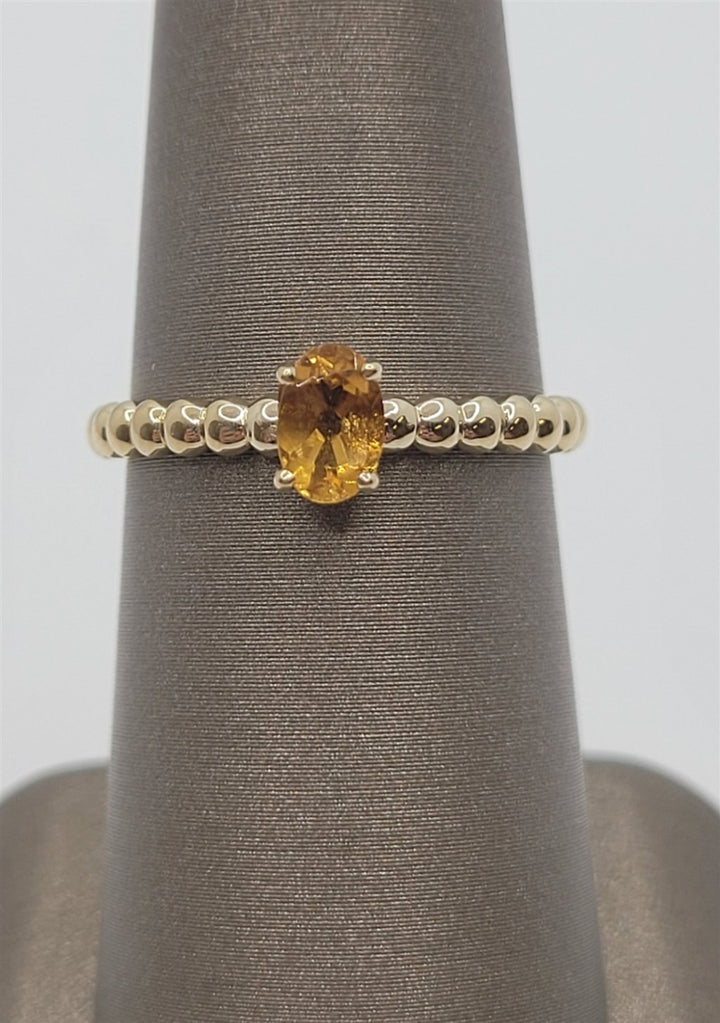 14K Yellow Gold Beaded Citrine Fashion Ring