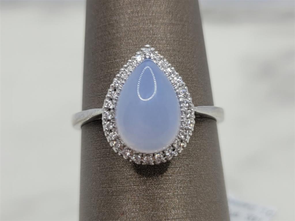 14k White Gold Chalcedony Gemstone Ring outlet