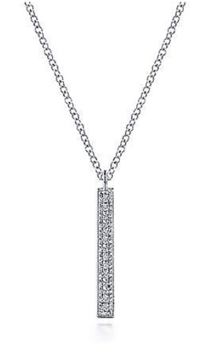 14K White Gold " Gabriel & Co." Diamond Drop Necklace