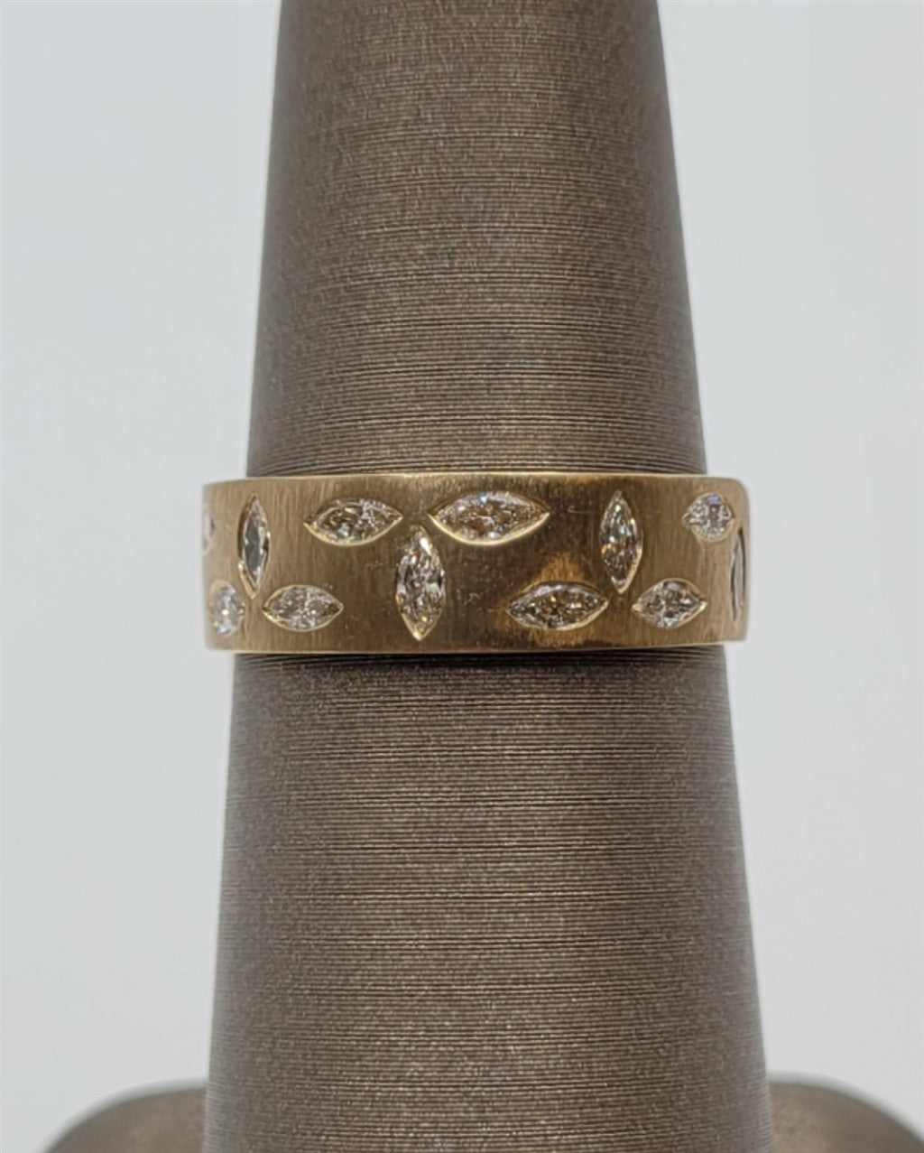 14K Yellow Gold Flush-Set Marquise Diamond Fashion Ring