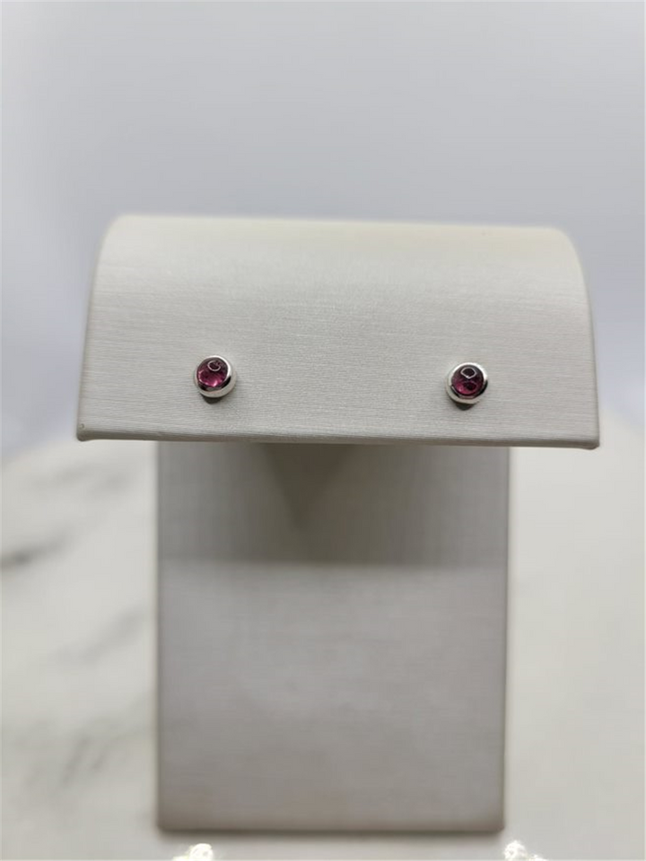 Sterling Silver Pink Tourmaline Stud Earrings
