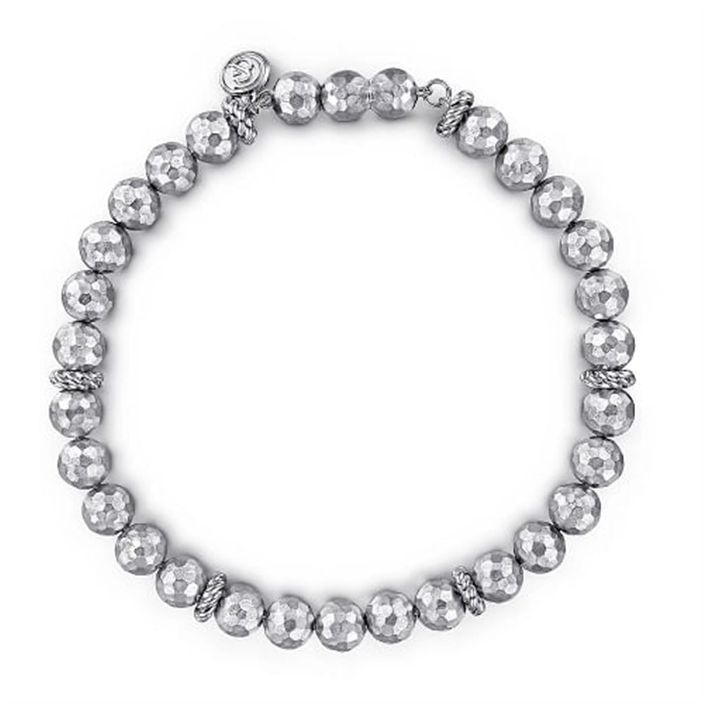 Men's Sterling Silver "Gabriel & Co." Faceted Beaded Bracelet