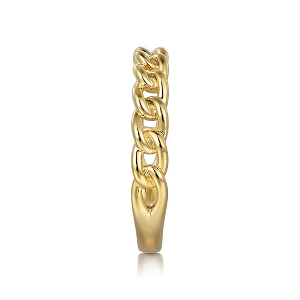 14K Yellow Gold Cuban Link Stackable Fashion Ring