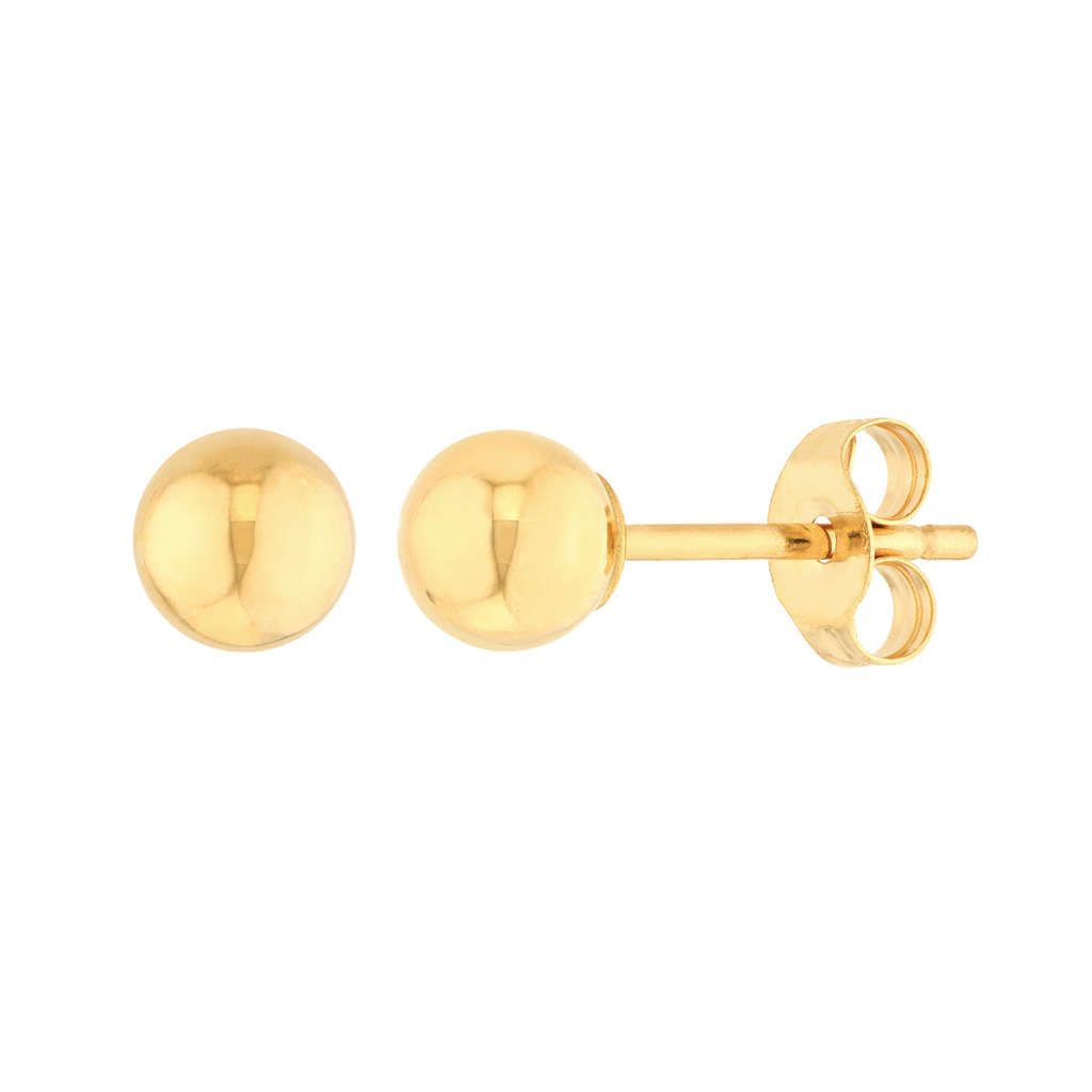 14K Yellow Gold 4mm Hollow Ball Stud Earrings