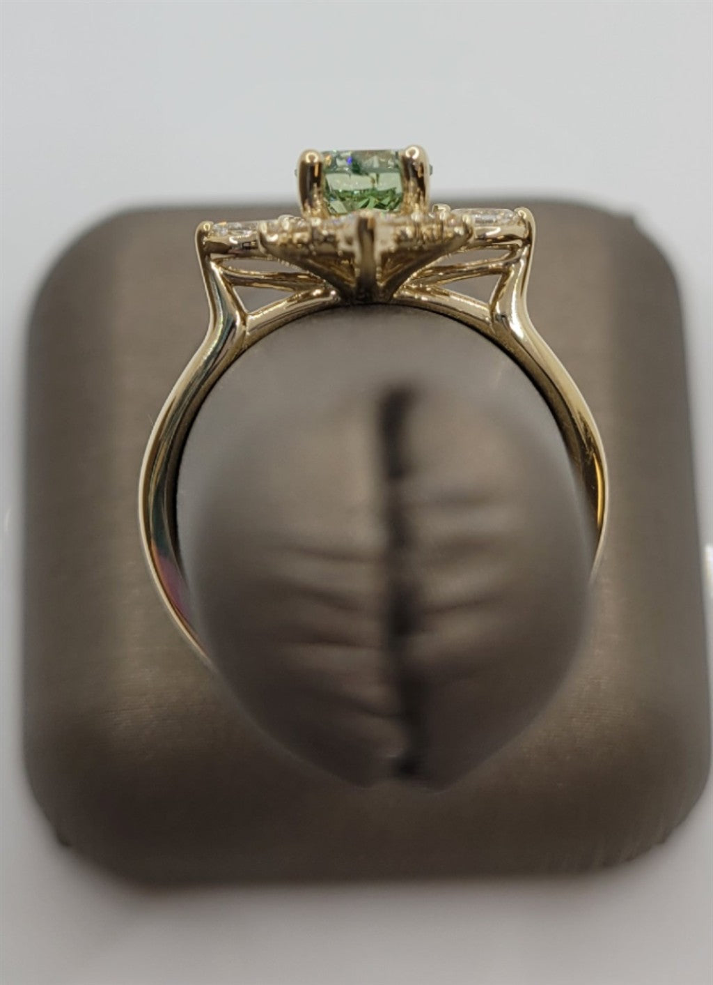 14K Yellow Gold Green & White Diamond Fashion Ring