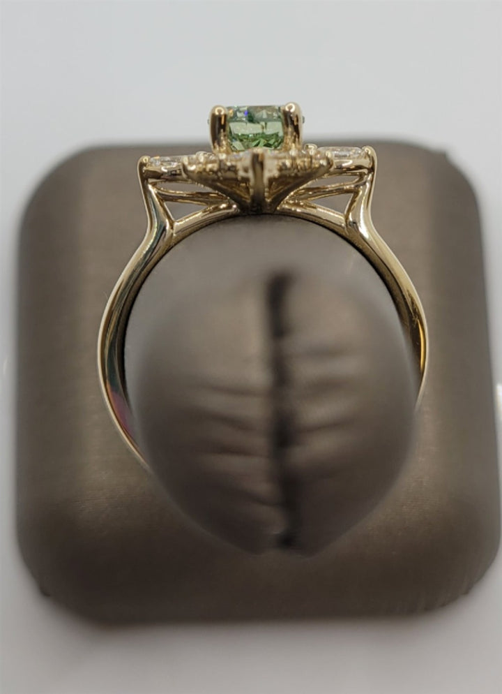 14K Yellow Gold Green & White Diamond Fashion Ring
