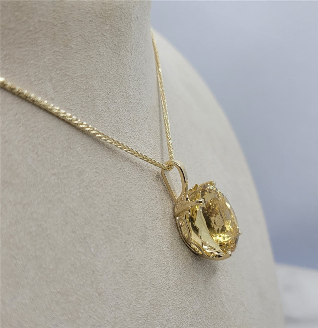 14K Yellow Gold Golden Beryl Fashion Necklace