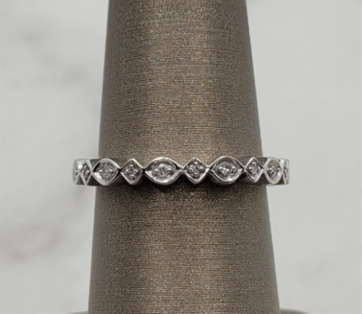 10K White Gold Stackable Diamond Wedding Ring