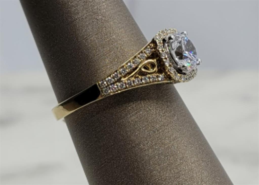14K Yellow Gold Halo Diamond Mounting Ring