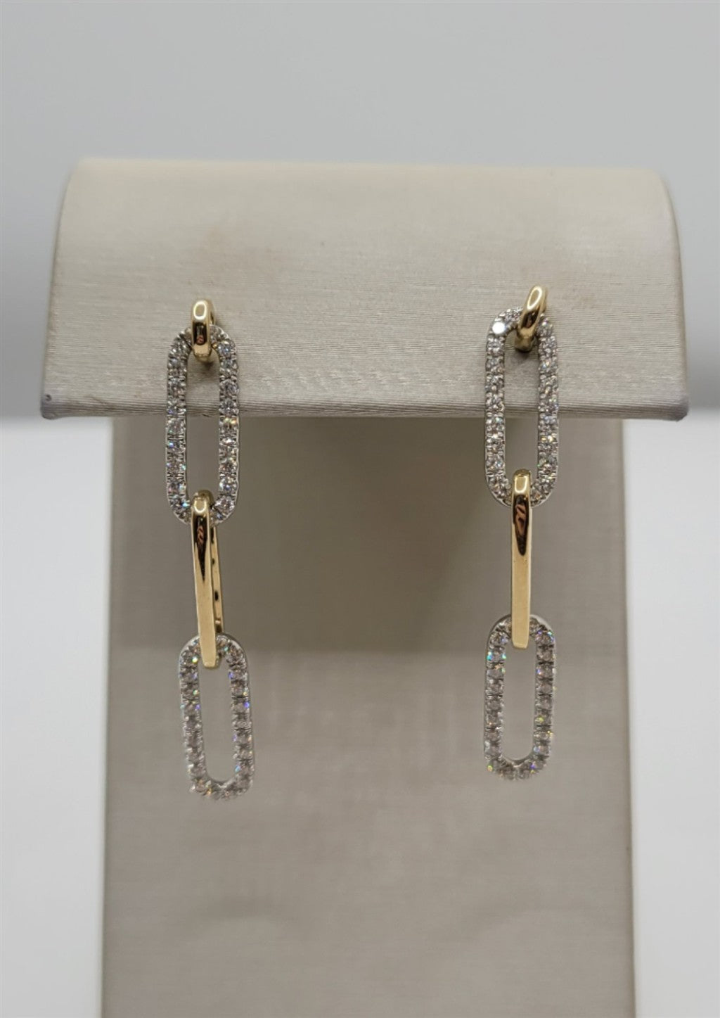 14K White & Yellow Gold Diamond Paper-Clip Link Earrings