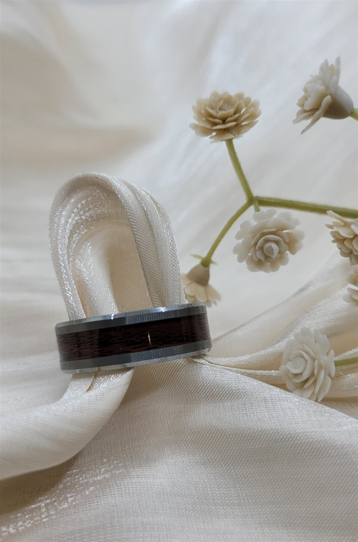 Men's Tungsten Carbide and Wood Inlay Wedding Ring
