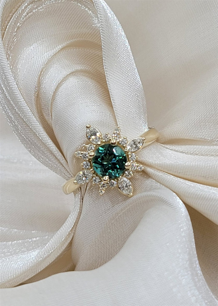 14K Yellow Gold Green/Blue Tourmaline Fashion Ring