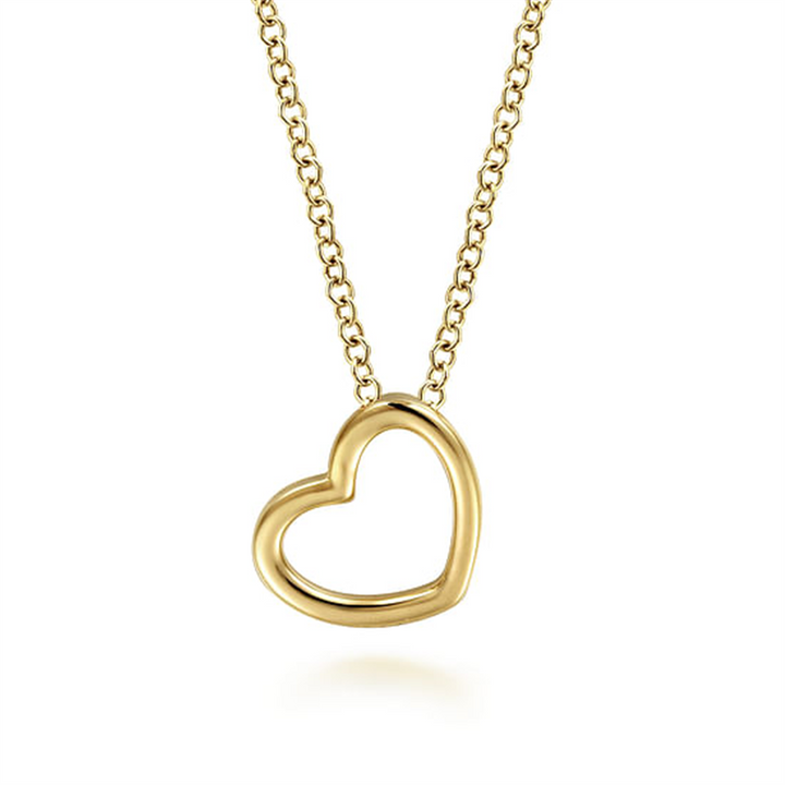 16" 14K Yellow Gold Heart Necklace