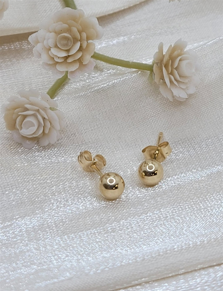 14K Yellow Gold 4mm Hollow Ball Stud Earrings