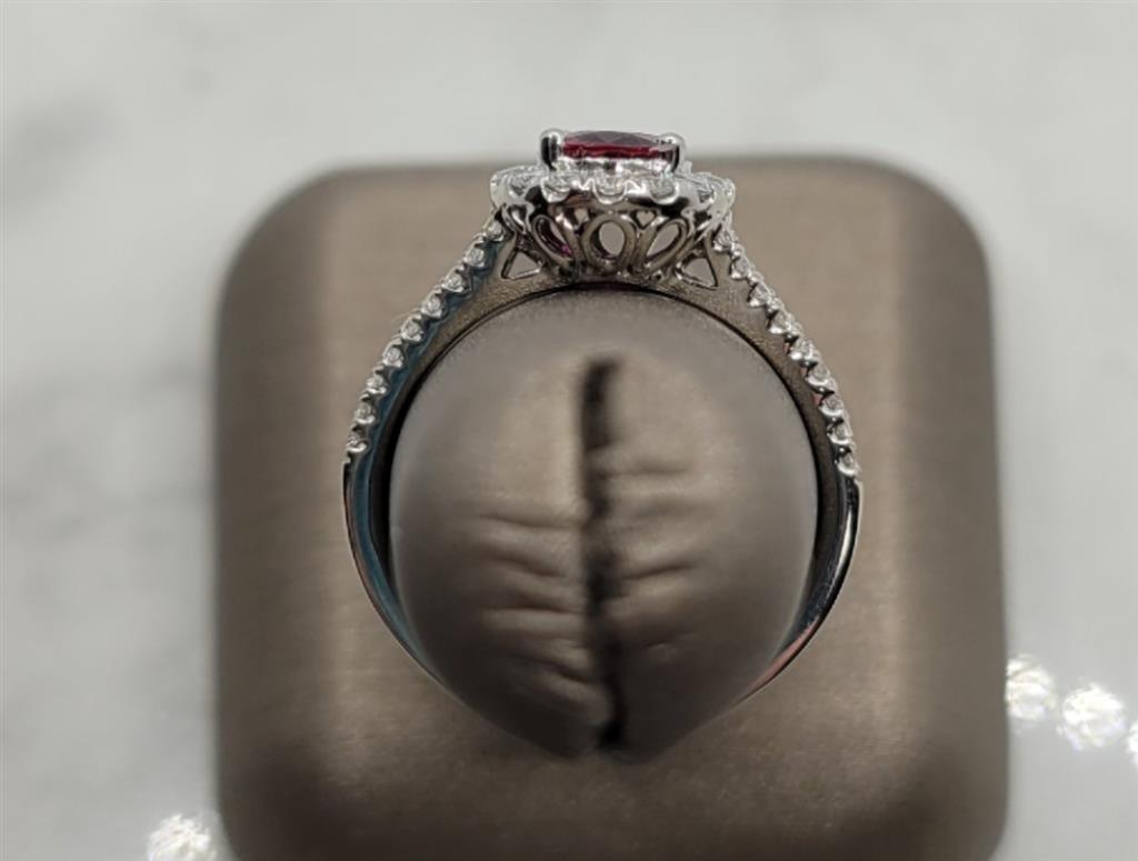 14K White Gold Fashion Ruby & Diamonds Gemstone Ring